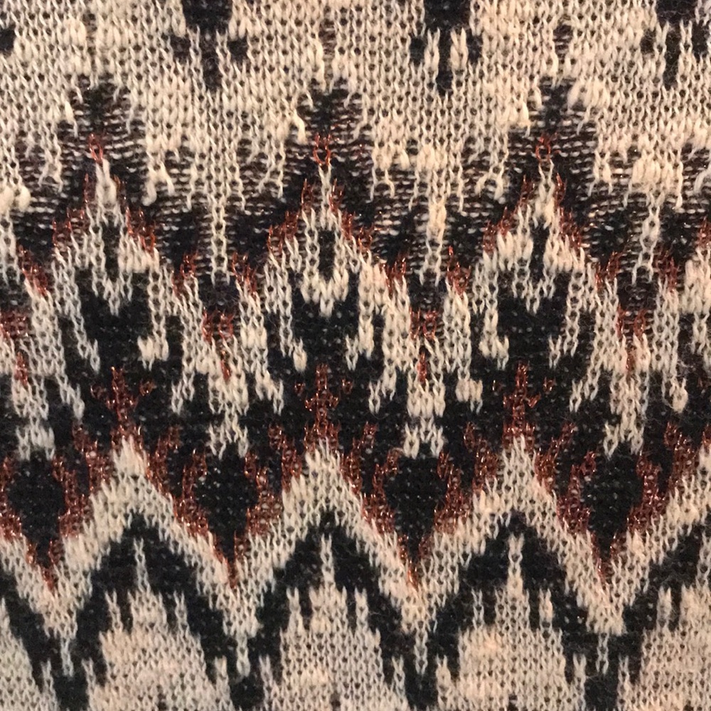 Free People BodyCon Chevron Knit Xs Sweater Dress Cozy Cabin Metallic Low Back - Picture 8 of 9